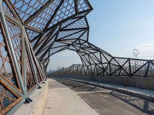 Luce prefabbricata su misura ISO9001 d'acciaio del corridoio del ponte della struttura d'acciaio