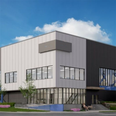 Edificio commerciale in acciaio prefabbricato su misura con pavimento e fondazione in cemento