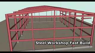 Laboratorio di produzione e lavorazione di strutture in acciaio con tetto a falde